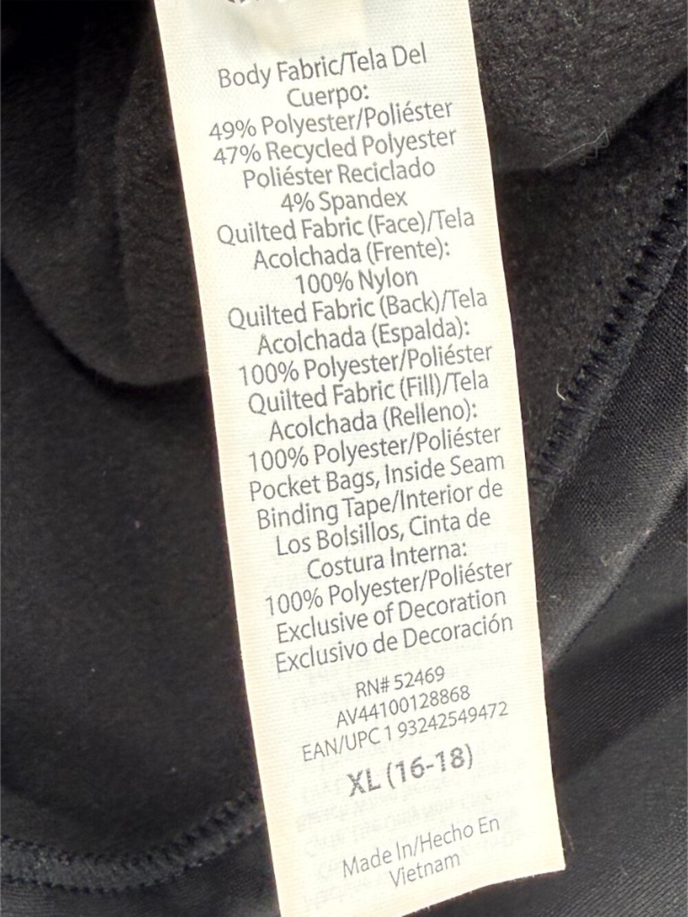 Avia Cabincore BLACK Lightweight Quilted Active Jacket - Picture 9 of 13